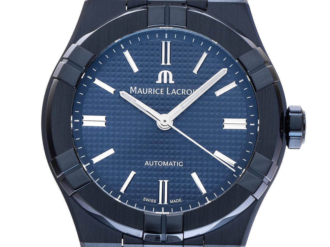 Maurice Lacroix Aikon Stahl PVD Blau Automatik Armband Kautschuk 39mm Ref.AI6007-PVC00-430-4 Box&Pap. Full Set Neu