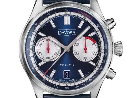 Davosa Newton Pilot Rally Chronograph Stahl Automatik Armband Leder limitiert Ref.161.536.45 Full Set Neu