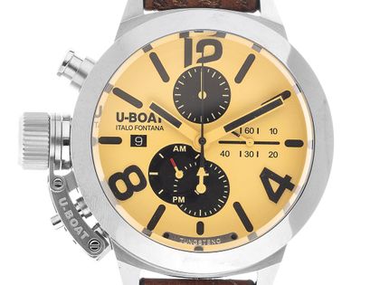 U-Boat Classico Tungsteno Stahl Automatik Chronograph Armband Leder 45mm Ref.9568 Box&Pap. Full Set Neu