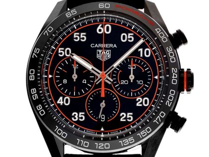 Tag Heuer Carrera Chronograph X Porsche Orange Racing Stahl DLC Armband Kautschuk Leder Faltschließe Ref.CBN2A1M.FC6526 Bj.2024 Full Set Ungetragen