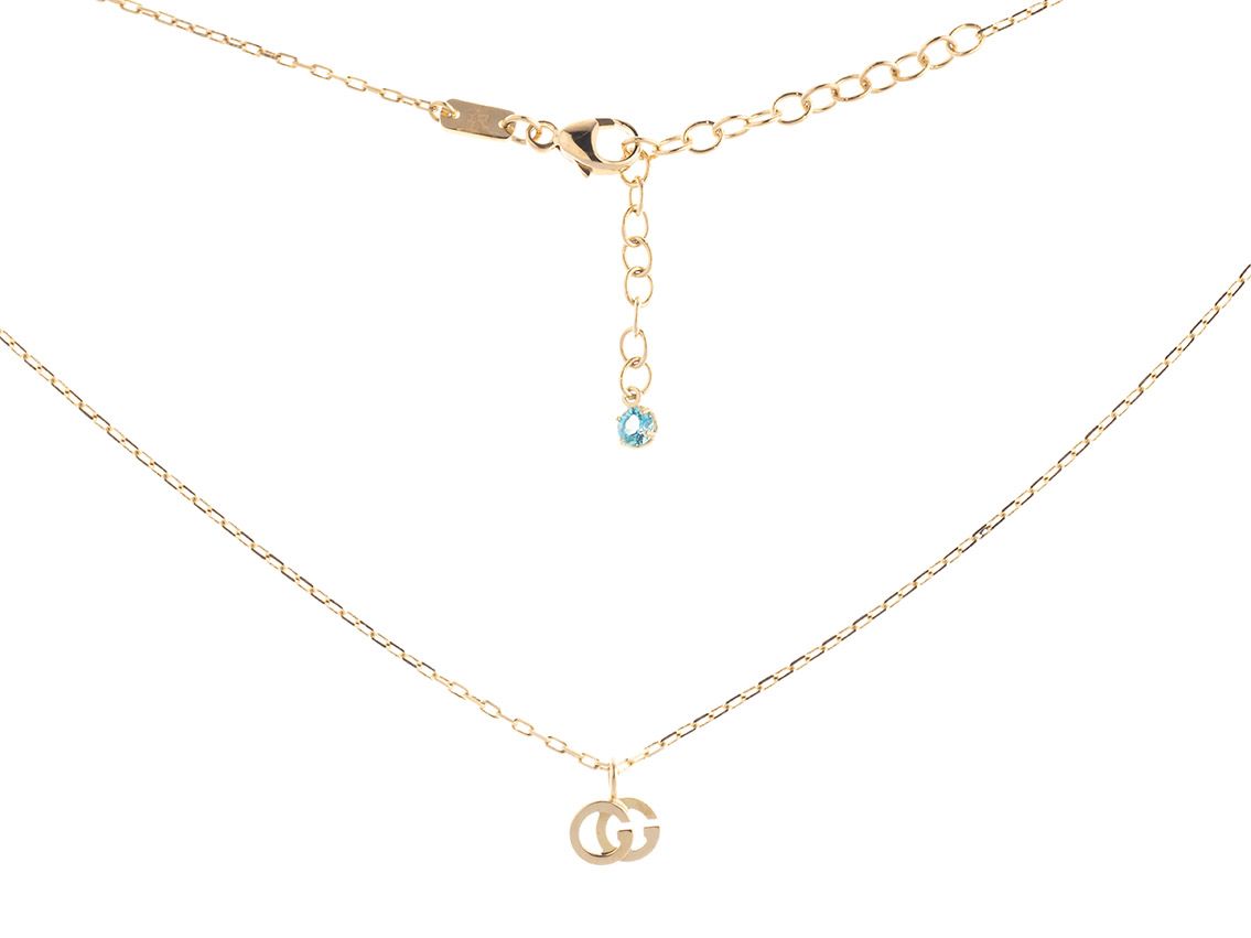 Gucci Halskette Anhänger GG 18kt Gelbgold 2,8g Topas 440mm mit Box