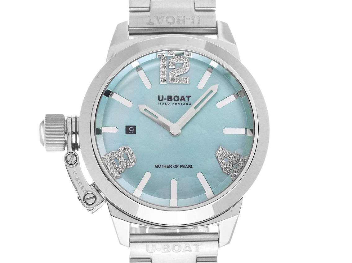 U-Boat Classico Lady Aquamarine Diamanten Perlmutt Ref.8900 Full Set Neu