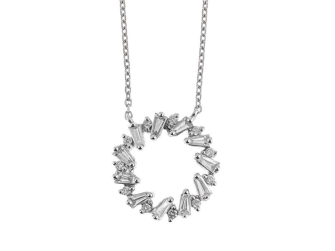 Halskette 14kt Weißgold 3,1g Diamanten 0,50ct 450mm 