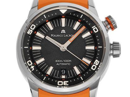 Maurice Lacroix Pontos S Diver Edelstahl Automatik Armband Kautschuk 42mm Ref.PT6248-SS00L-330-J Box&Pap. Full Set Neu