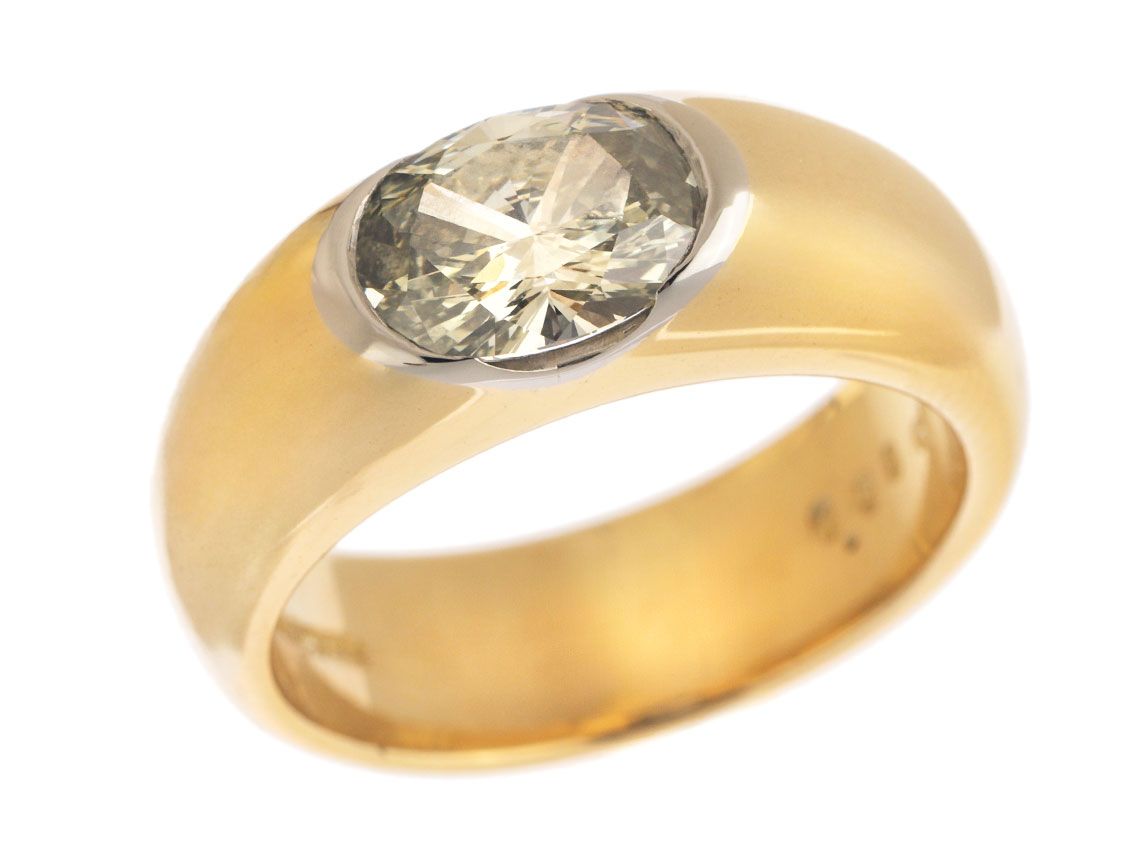 Ring 18kt Gelbgold 18kt Weißgold Diamant 1,58ct 16,1g mit Zertifikat