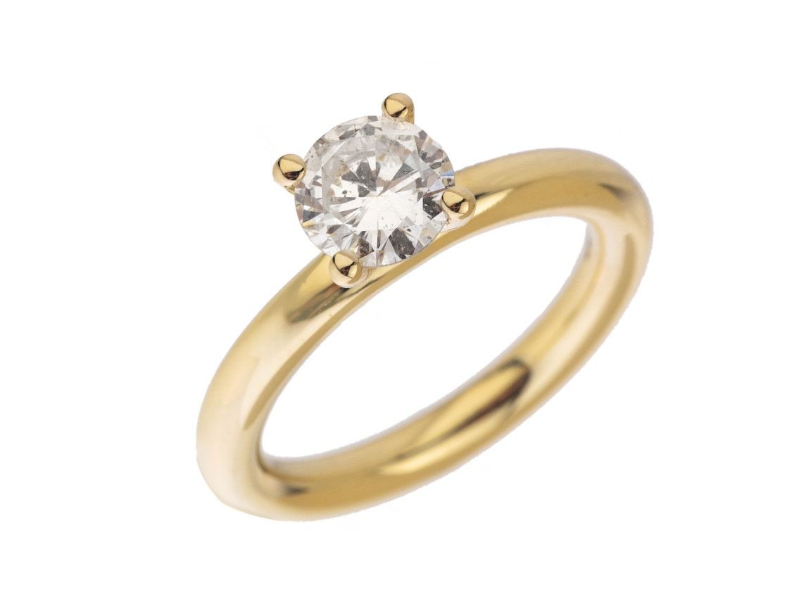 Ring Solitär 14kt Gelbgold Diamant 1,00ct 6,0g mit Box und Zertifikat