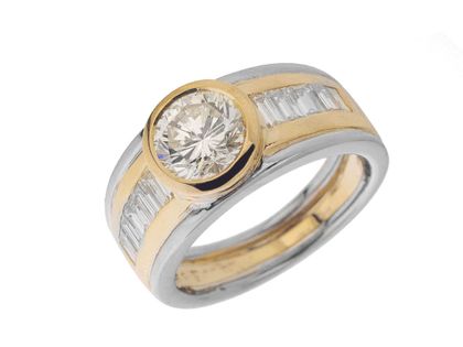 Ring 18kt Gelbgold 18kt Weißgold 10,0g Diamanten 2,13ct TW / IF mit Zertifikat