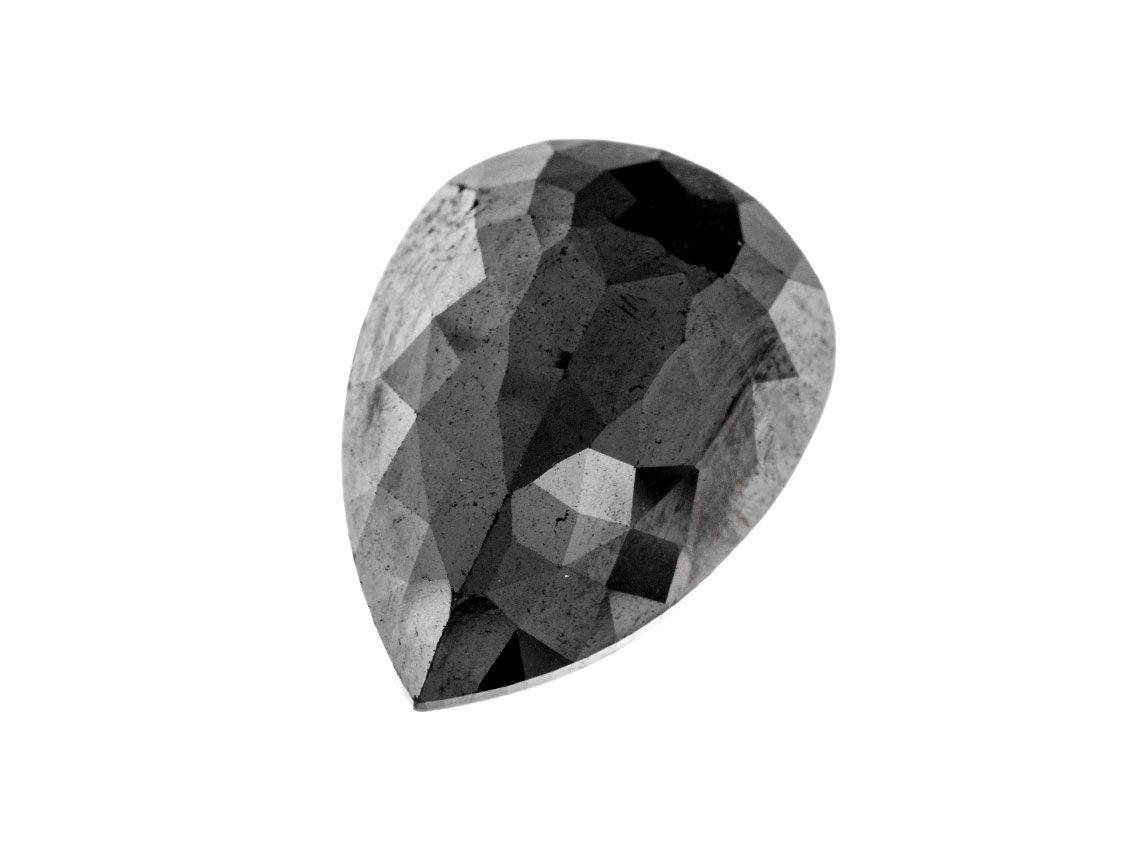 Edelstein Diamant Tropfenform facettiert Schwarz 22,8mm 27,24ct mit IGI Zertifikat