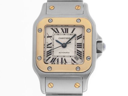 Cartier Santos Galbee Date PM Kleines Modell Ref.2423 2002 Box&Beschreibung sehr gut Vintage