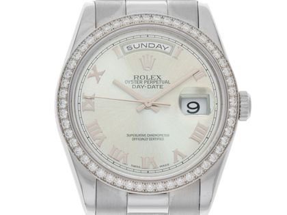 Rolex Day-Date Platin Diamanten Ref.118346 2001 Box&Beschreibung wie Neu Vintage
