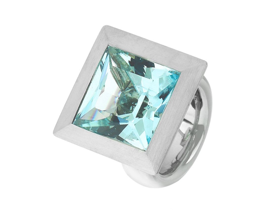 Ring Design 950 Platin massiv Aquamarin 13ct 47,3g