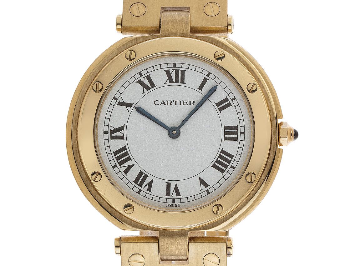 Cartier Santos Ronde GM Großes Modell Ref.8191 1982 Box&Beschreibung wie Neu Vintage
