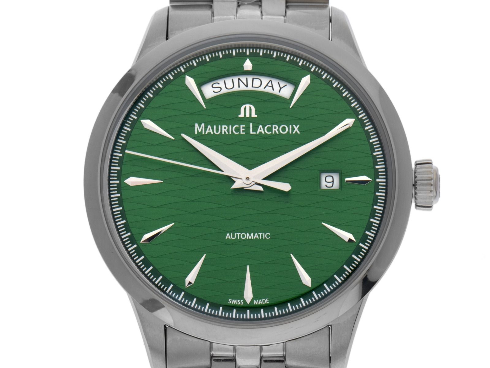 Maurice Lacroix 1975 Legacy Vagues Du Jura Day-Date Ref.756058-SS002-630-1 Full Set Neu