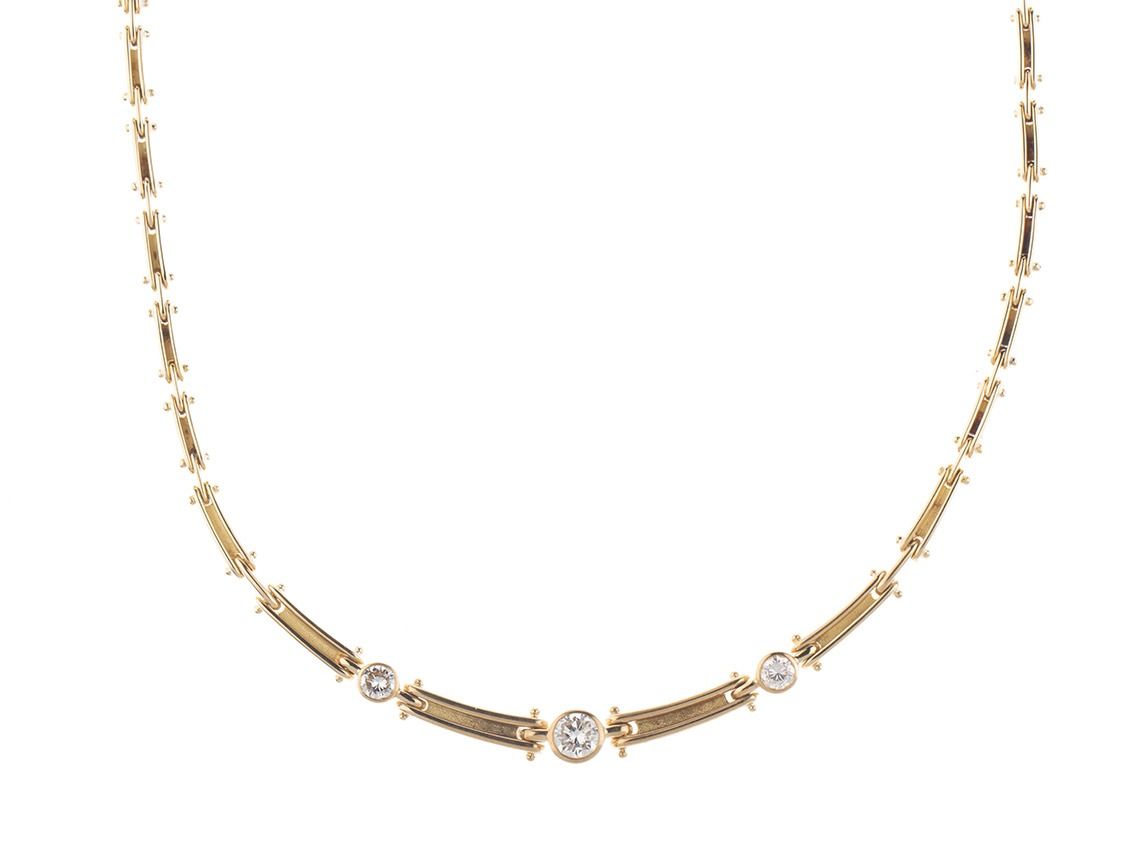 Halskette 18kt Gelbgold 31,6g Diamanten 1,15ct 400mm Handarbeit