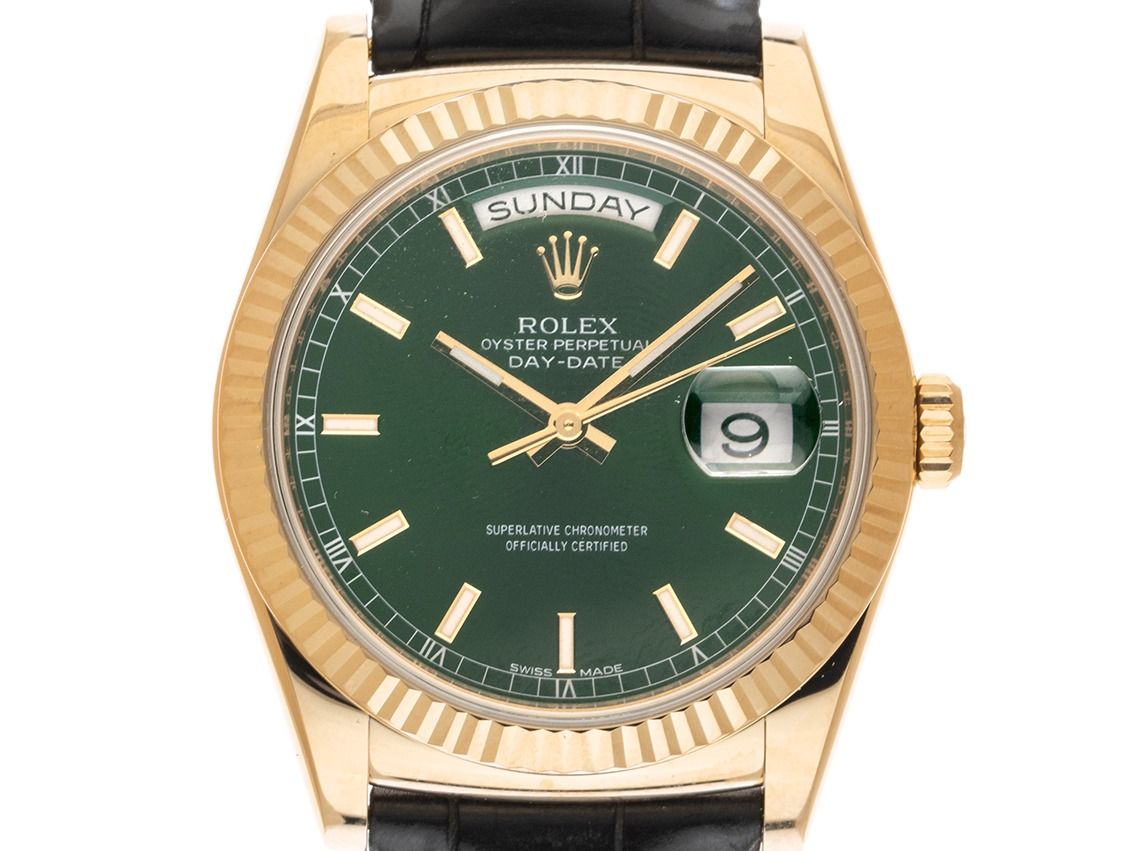 Rolex Day Date Green Dial Ref.118138 2017 Full Set wie Neu Vintage 