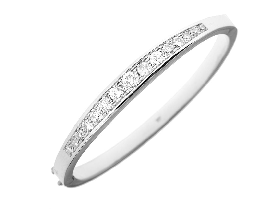 Armreif 18kt Weißgold 48,1g Diamanten 3,02ct 170mm mit Expertise