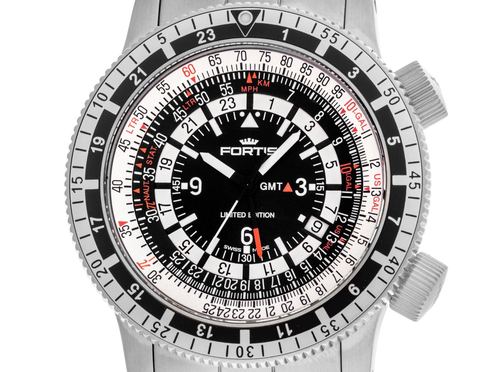 Fortis B-47 Calculator GMT 3 Time Zones Ref.669.10.31M 2013 Full Set wie Neu Vintage