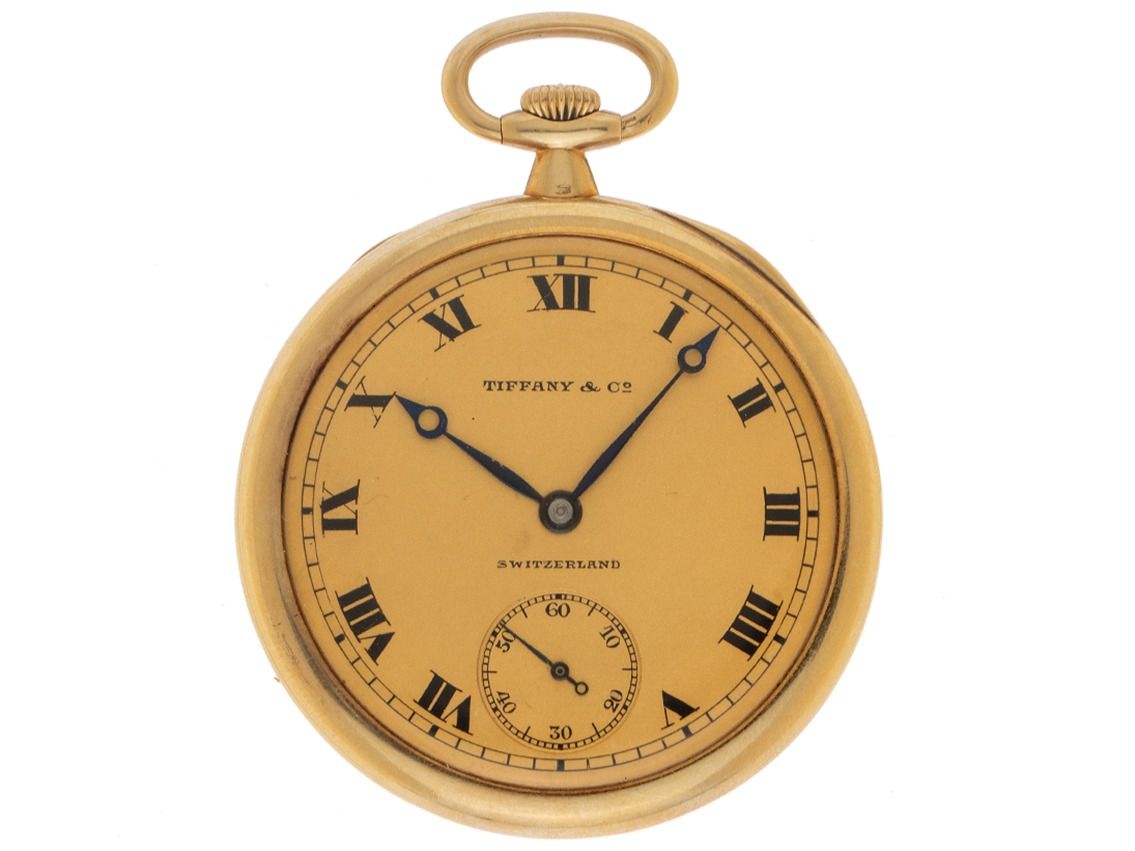 Patek Philippe Taschenuhr for Tiffany&Co. open Case 18kt Gelbgold 53g 1912 Full Set sehr gut Vintage