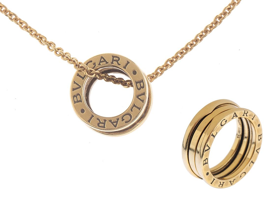 Bulgari Schmuckset Ring Halskette B Zero 1 18kt Gelbgold 22,0g mit Box
