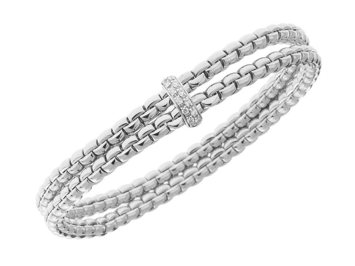 Fope Armband Stretch 18kt Weißgold 17,5g Diamanten 0,10ct mit Box