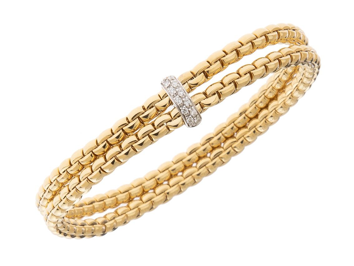 Fope Armband Stretch 18kt Gelbgold 18kt Weißgold 18,3g Diamanten 0,10ct mit Box