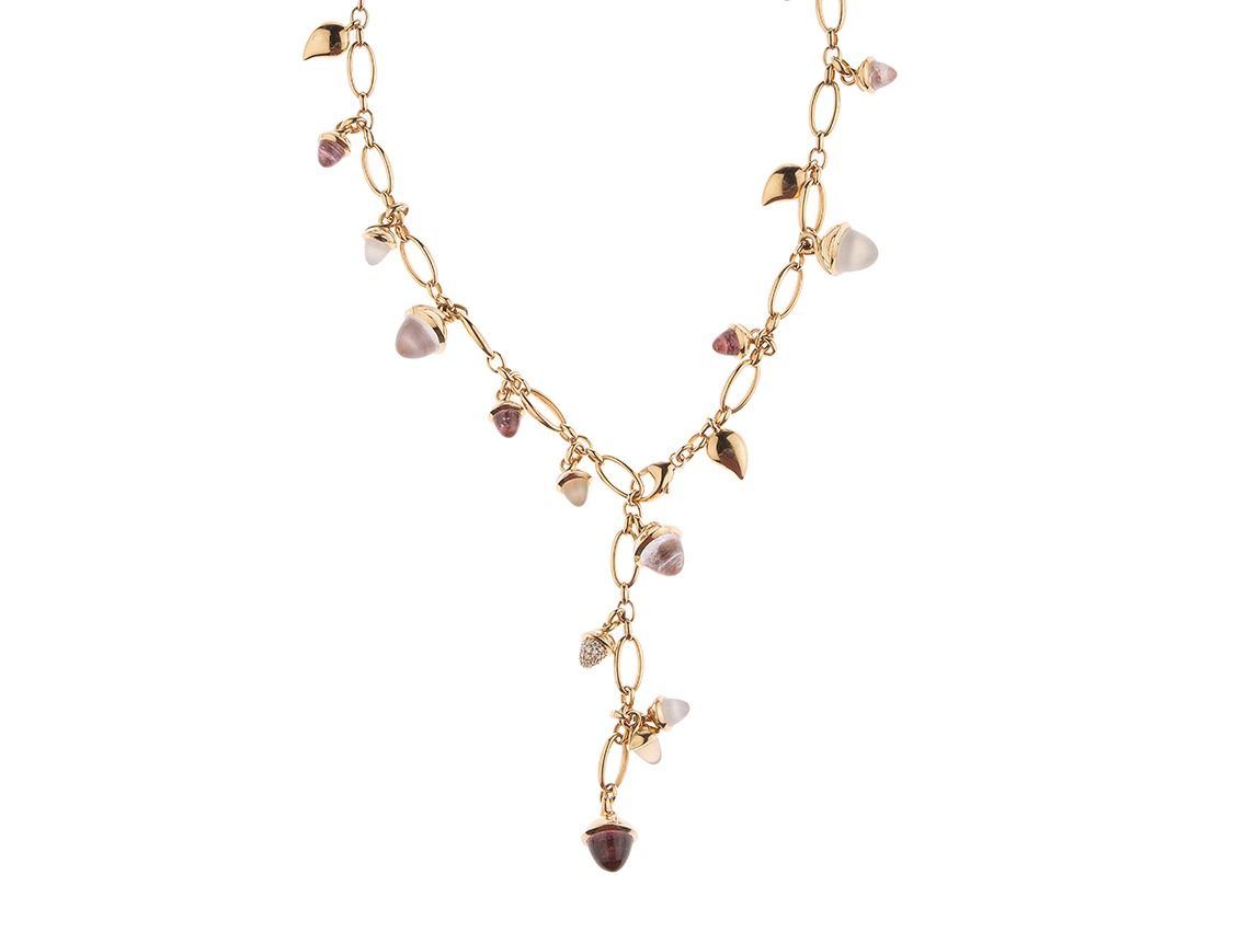 Tamara Comolli Halskette Mikado Blush 18kt Roségold Diamanten Mondstein Morganit Rosenquarz Turmalin 47,0g 560mm mit Box und Zertifikat