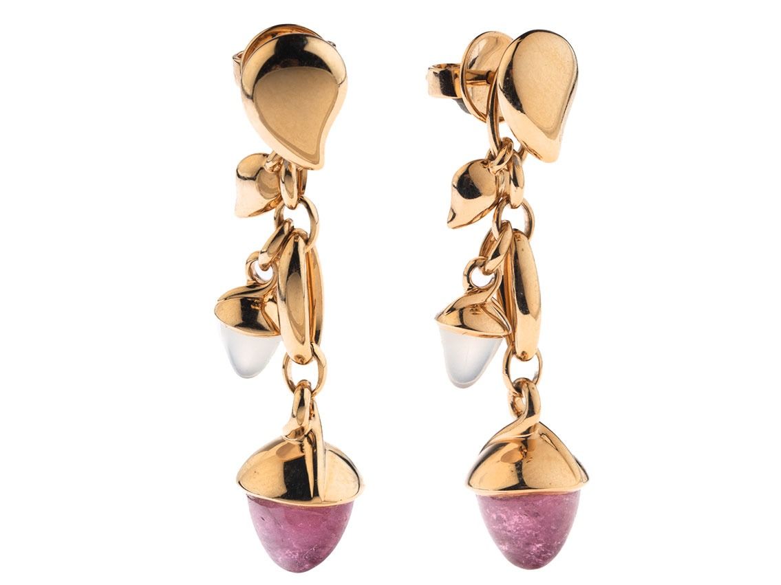 Tamara Comolli Ohrringe Mikado Dangling 2 Acorn Blush 18kt Roségold Amethyst Pinker Turmalin 12,0g mit Box und Zertifikat