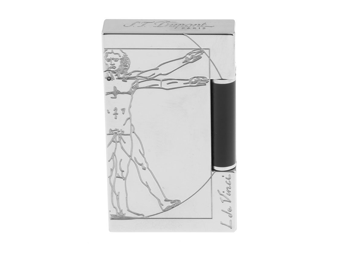 S.T. Dupont Feuerzeug Vitruvian Man Leonardo daVinci Linie 2 Palladium Limitiert Bj.2016