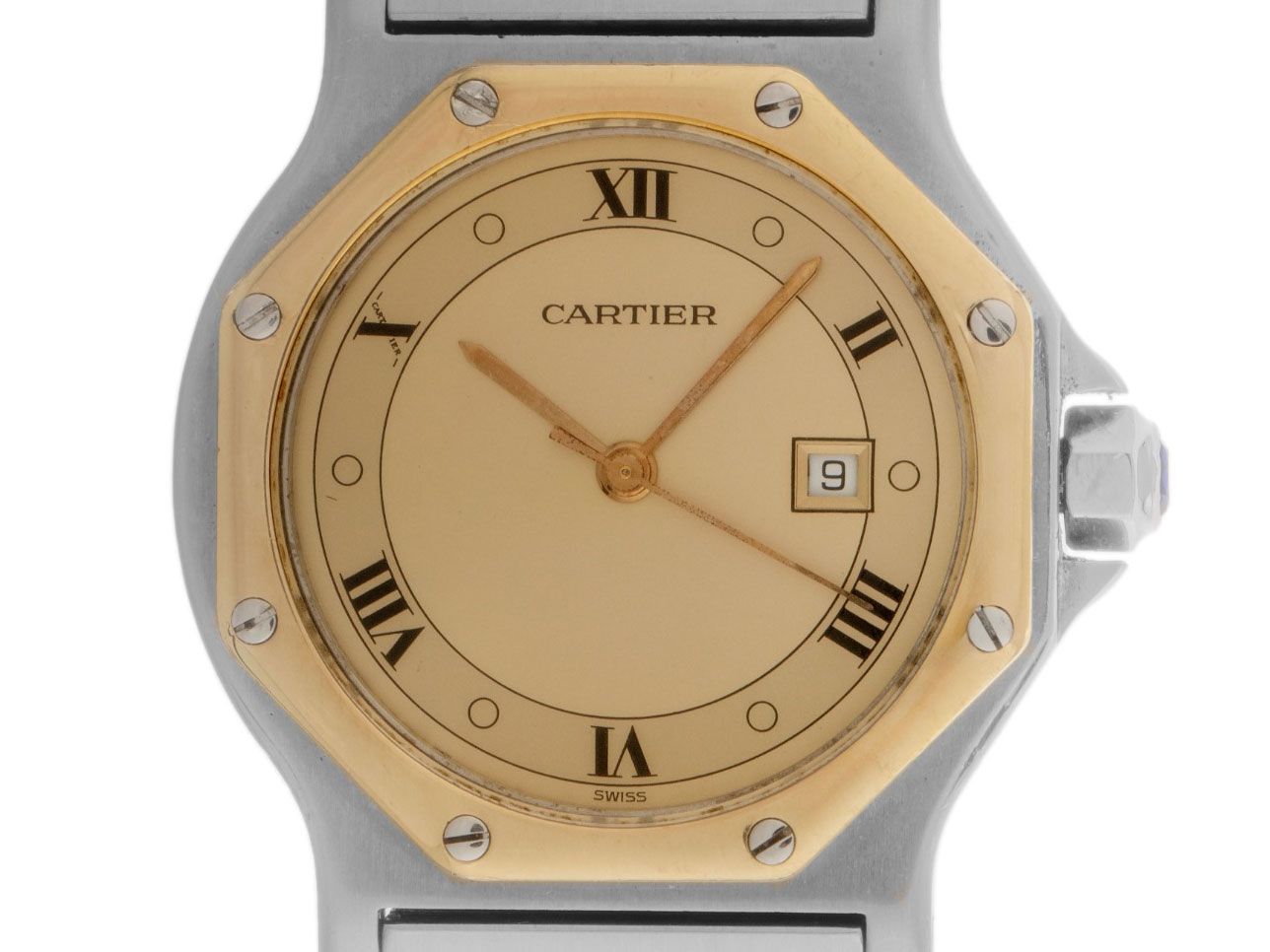 Cartier Santos Octagon GM Ref.2966 Bj.1990 Box&Beschreibung original Vintage Unpoliert