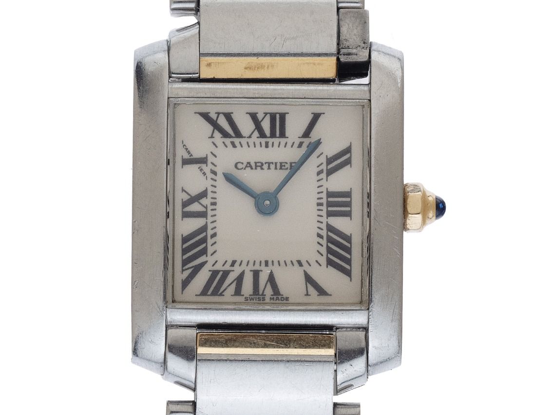 Cartier Tank Francaise PM kleines Modell Ref.2384 Bj.2001 Box&Beschreibung Original Vintage Unpoliert