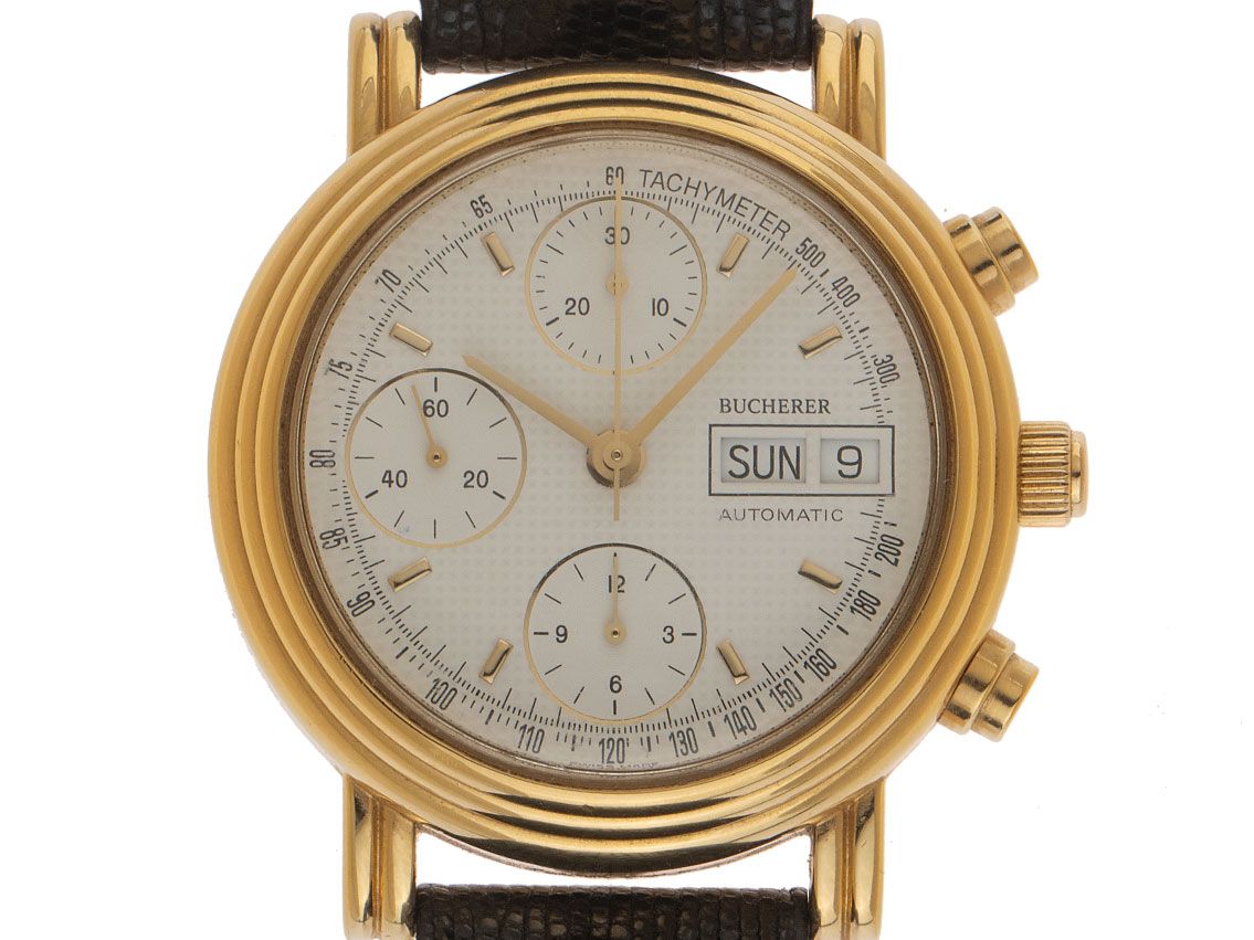 Bucherer Day-Date Chronograph Ref.4.038.0.0.10 Bj.1995 original Box Original Vintage Unpoliert