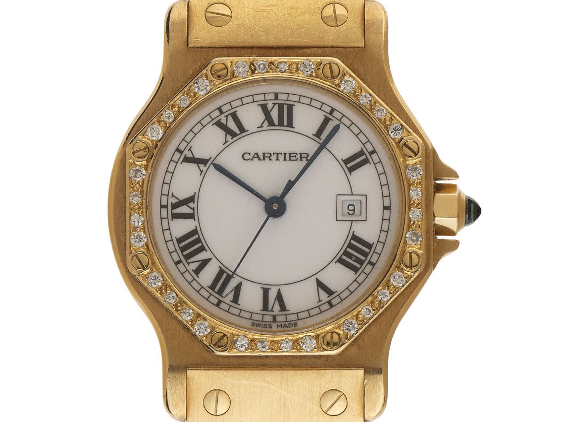 Cartier Santos Octagon Ronde GM großes Modell Ref.2965 Bj.2002 Full Set Original Vintage Unpoliert
