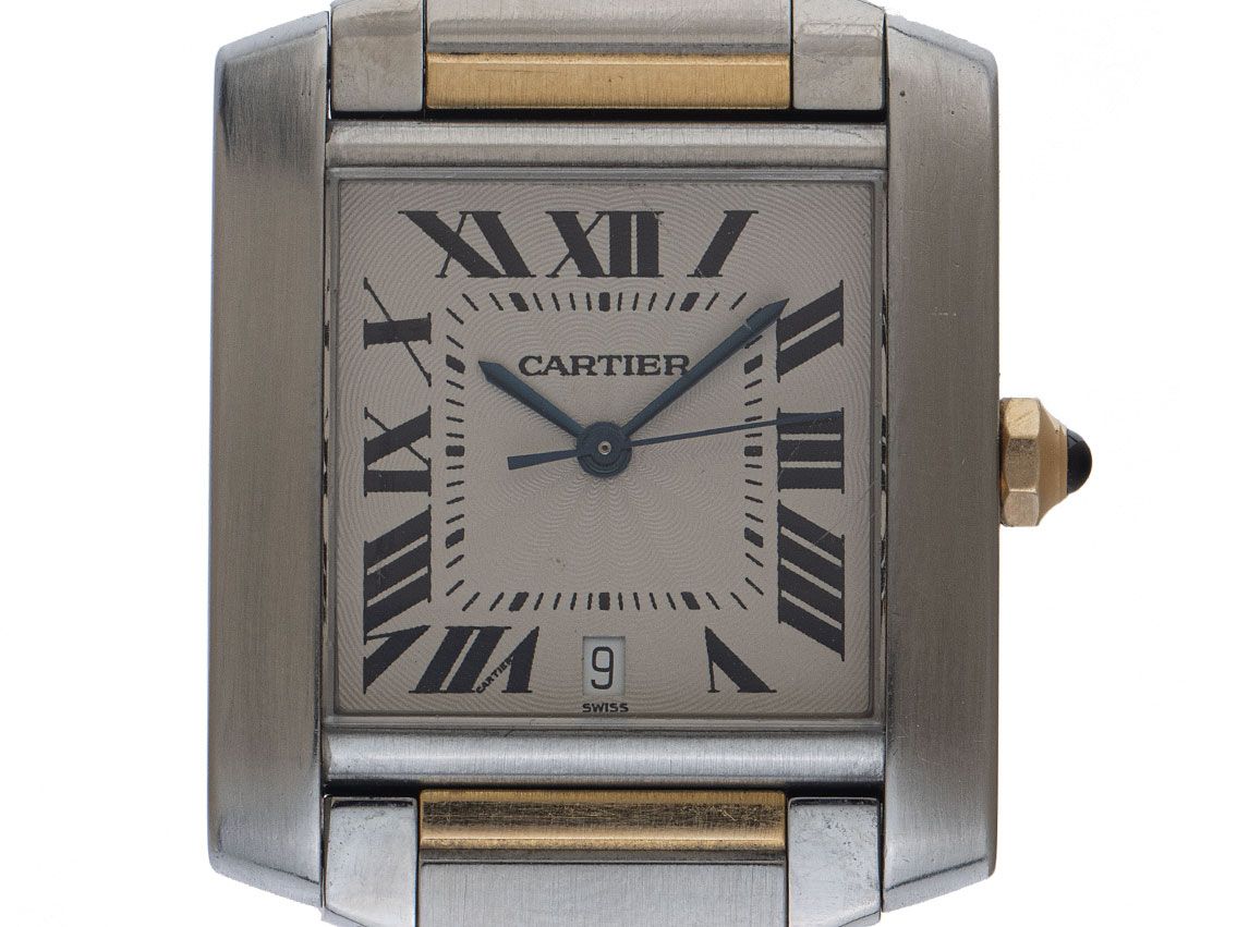 Cartier Tank Francaise GM großes Modell Ref.2302 Bj.1996 Full Set Original Vintage Unpoliert