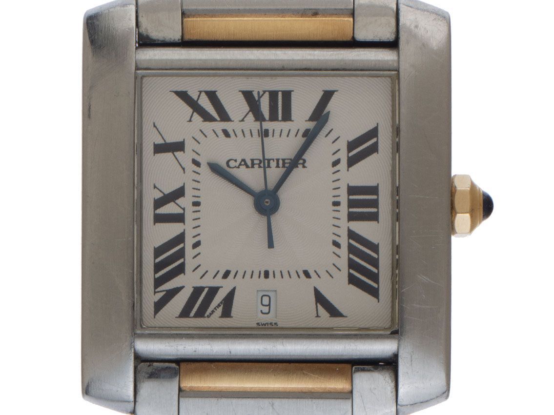 Cartier Tank Francaise GM großes Modell Ref.2302 Bj.1996 Full Set Original Vintage Unpoliert