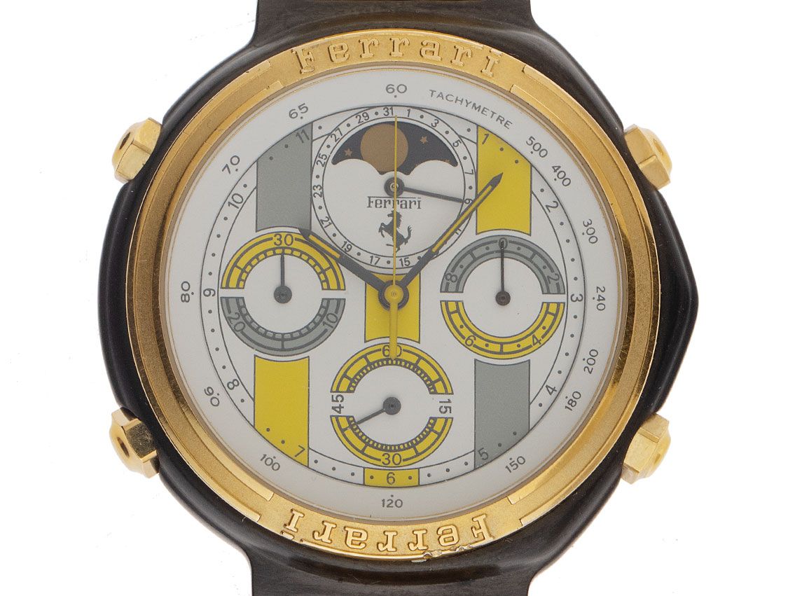 Ferrari Formula Chronograph Mondphase Bj.1990 Full Set original Vintage Unpoliert