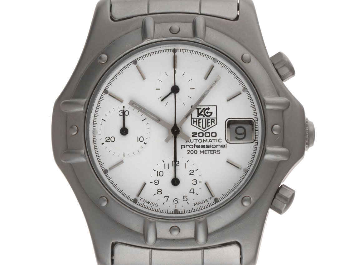 Tag Heuer 2000 Albino White Chronograph Ref.154.006 Bj.1995 original Box sehr gut Vintage 