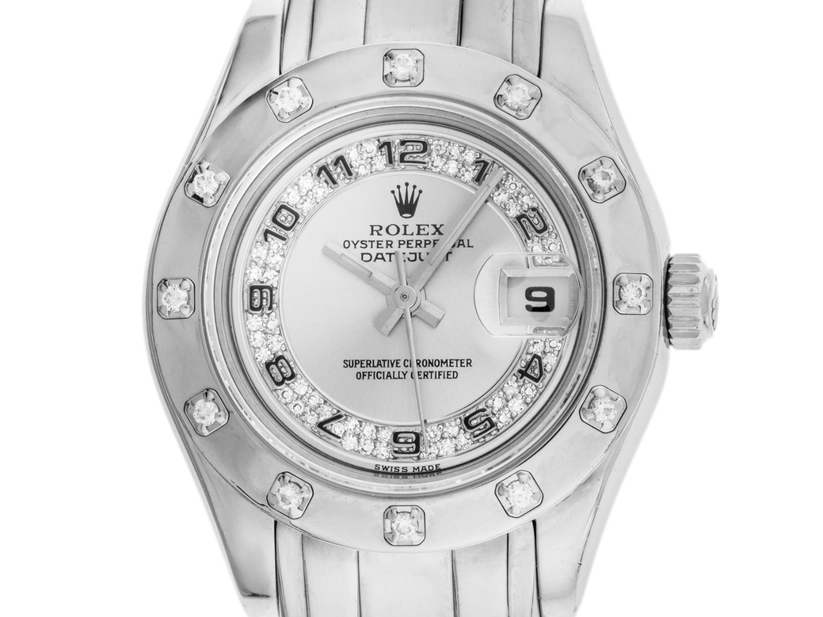 Rolex Datejust Pearlmaster 18kt Weißgold Diamanten Ref.80319 Bj.2005 original Vintage Unpoliert