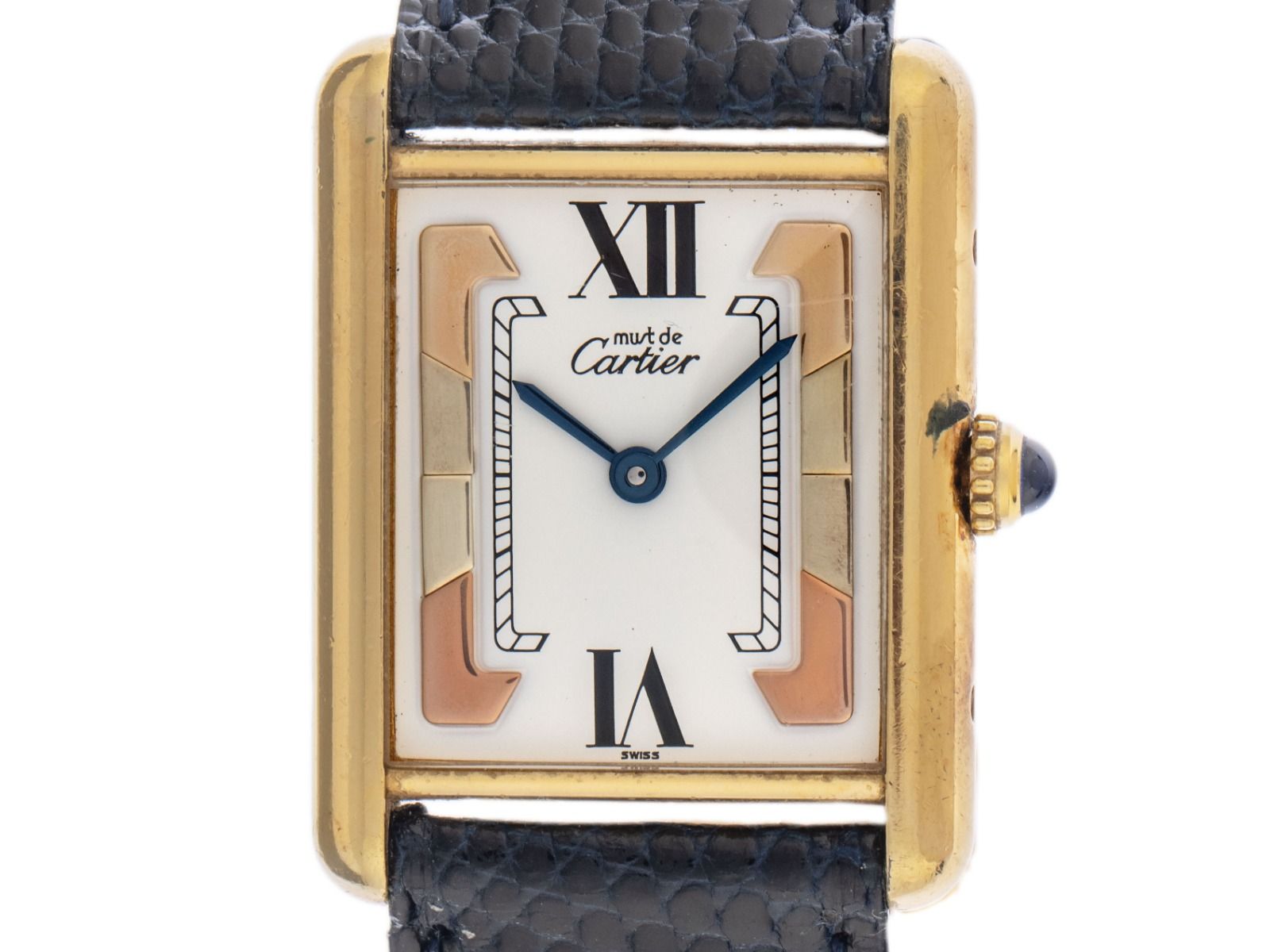 Cartier Tank Vermeil GM großes Modell Ref.590005 Bj.1998 Full Set original Vintage Unpoliert