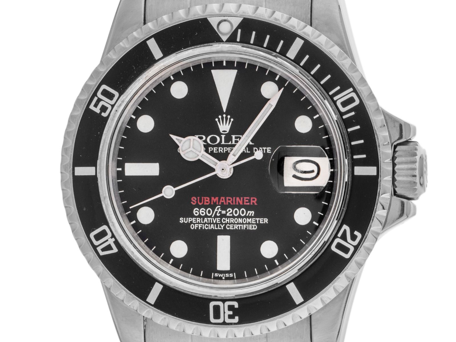 Rolex Submariner Date Red Service Dial Ref.1680 Bj.1972 Box&Beschreibung original Vintage Unpoliert