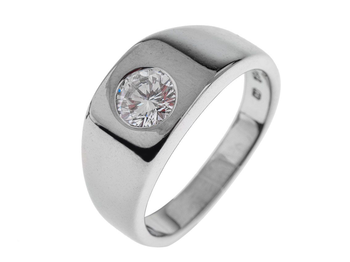 Ring Solitär 18kt Weißgold 13,9g Diamant 1,05ct 