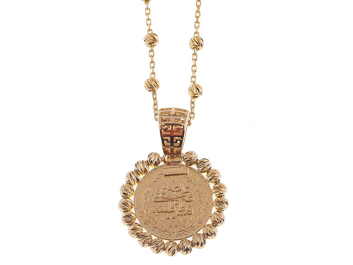 Halskette mit Anhänger Münze 916 Gelbgold 11,9g 
