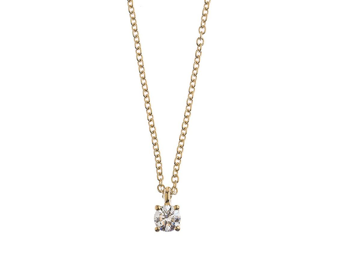 Alberti Halskette Anhänger Solitär 18kt Gelbgold 2,4g Diamant 0,40ct 460mm mit GIA Zertifikat