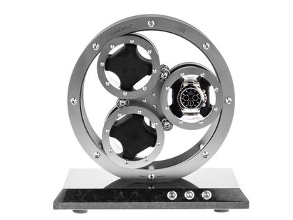 LumiSidus 3 Silver Uhrenbeweger Stahl mit Granitsockel 28x28x17cm Neu