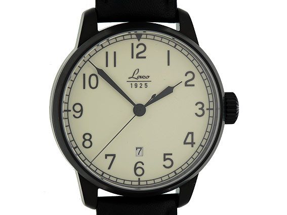 Laco Marineuhr Casablanca Stahl PVD Automatik Armband Leder 42mm Neu