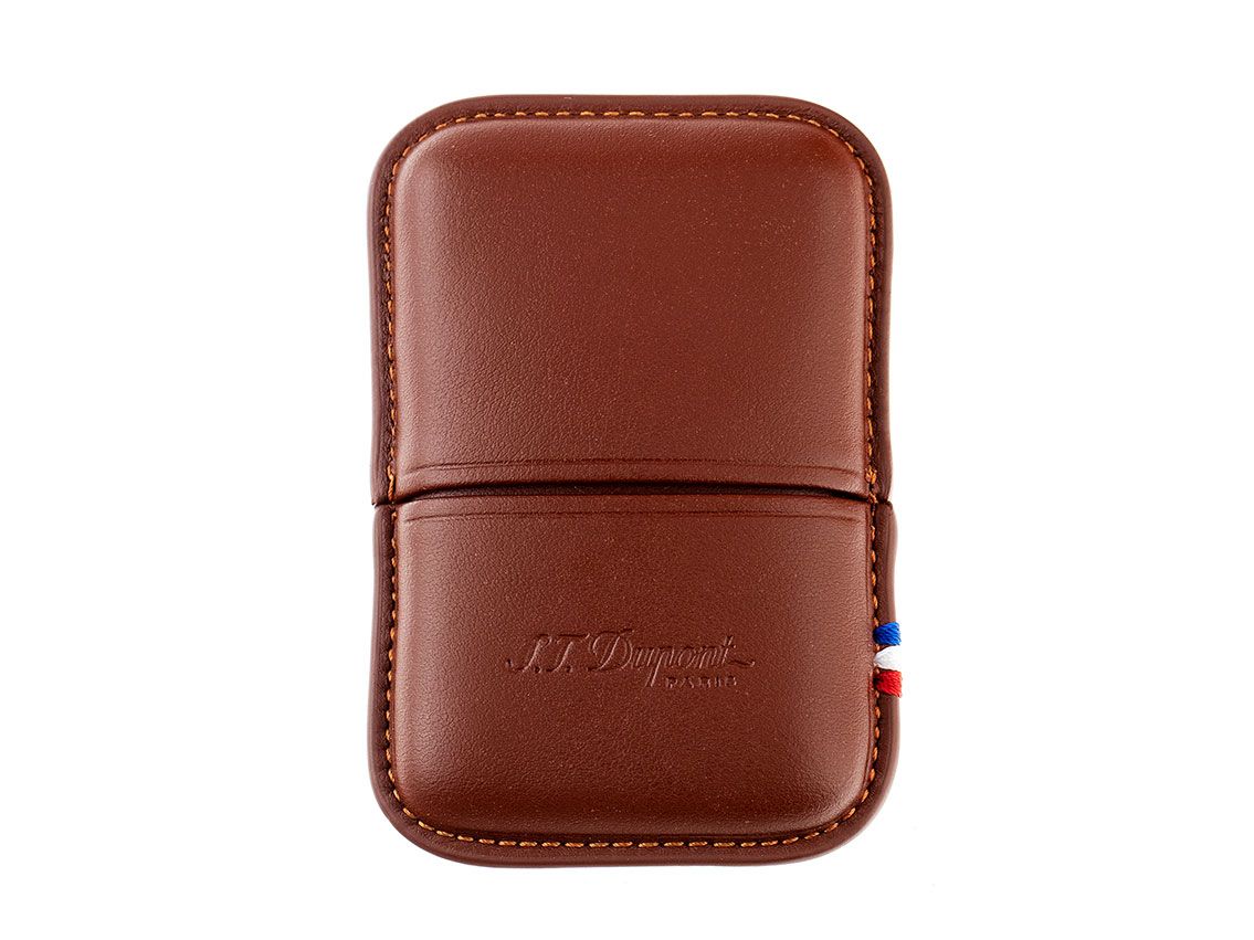 S.T. Dupont Feuerzeugetui Line 2 Leder Braun Ref. 183071 Full Set 