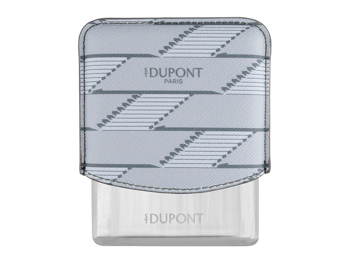 S.T. Dupont Zigaretten Etui 1872 Monogram Chrome Leder Grau Ref.183180 Full Set 