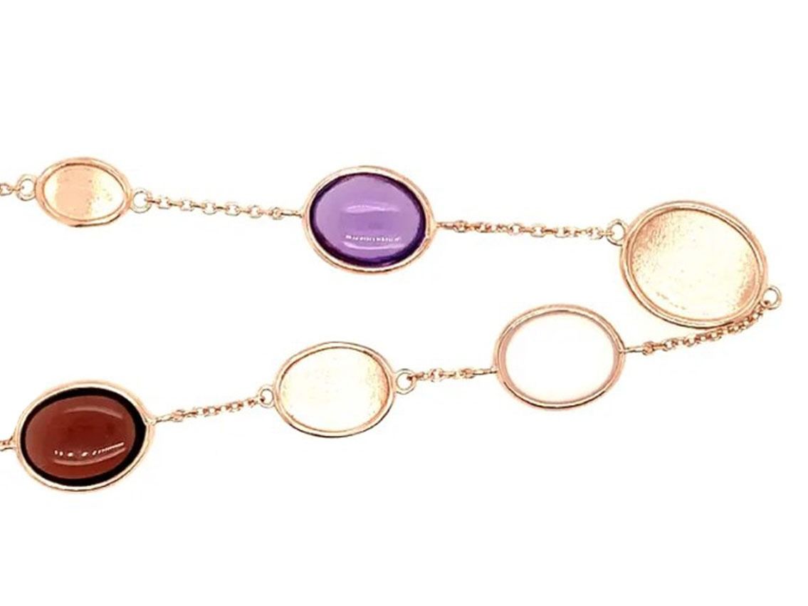 Palido Armband Anhänger 14kt Roségold 4,5g Amethyst Rosenquarz Rhodolit