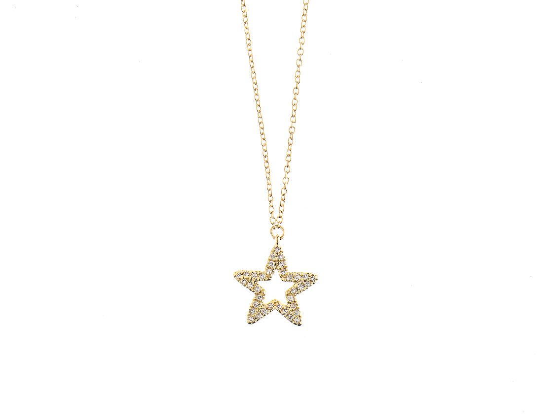 Palido Halskette Anhänger Stern 14kt Gelbgold 1,4g Diamanten 0,06ct 420mm 