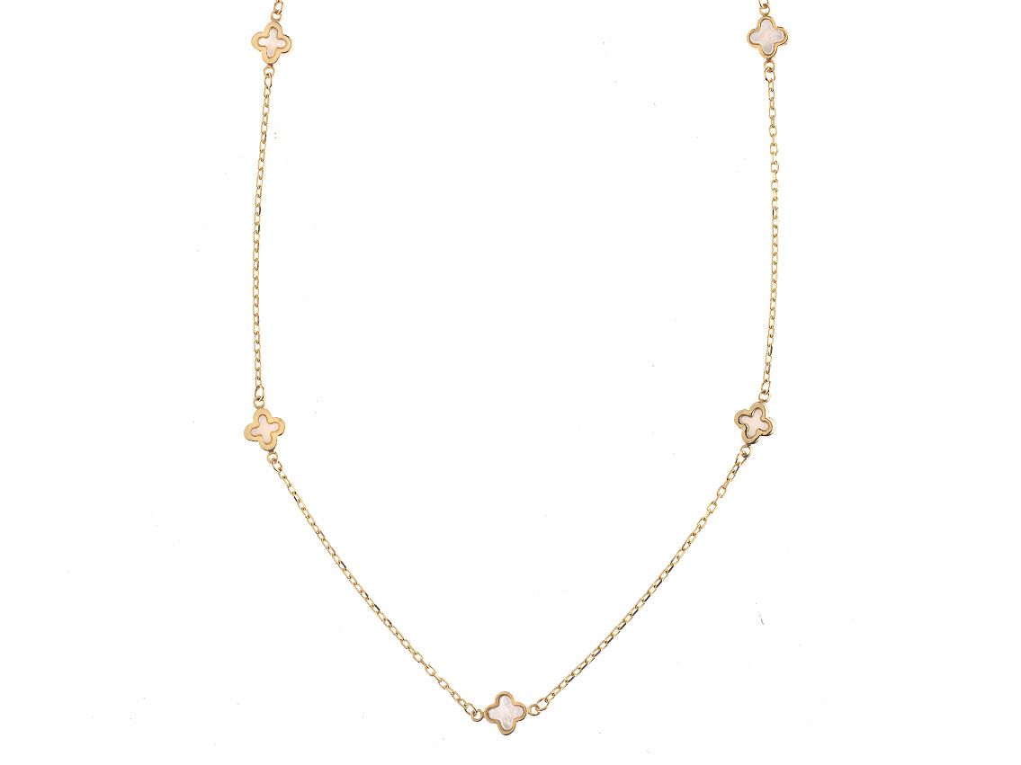 Palido Halskette Anhänger Blumen 14kt Gelbgold 2,4g Perlmutt 450mm 