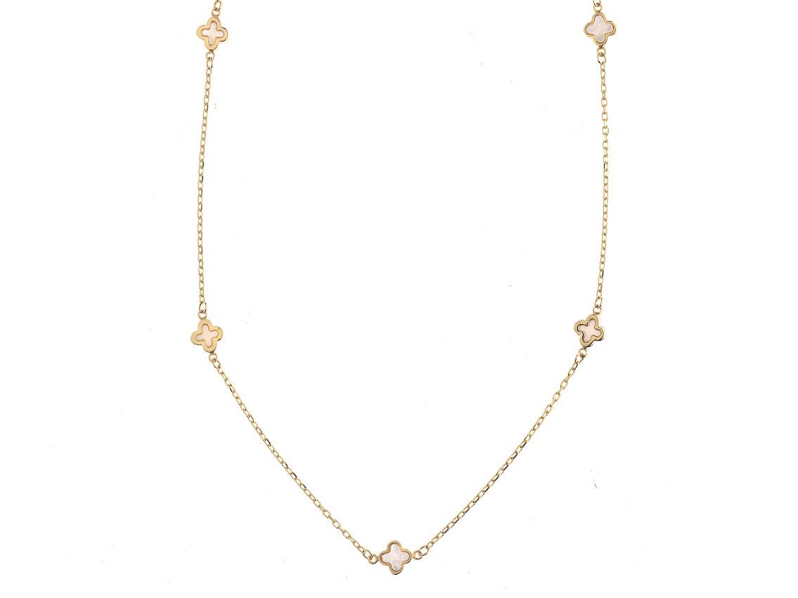 Palido Halskette Anhänger Blumen 14kt Gelbgold 2,4g Perlmutt 450mm 